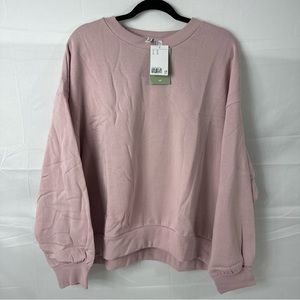 H&M Divided Oversized Sweatshirt Pullover Heather Pink Basic Cotton Womens XL